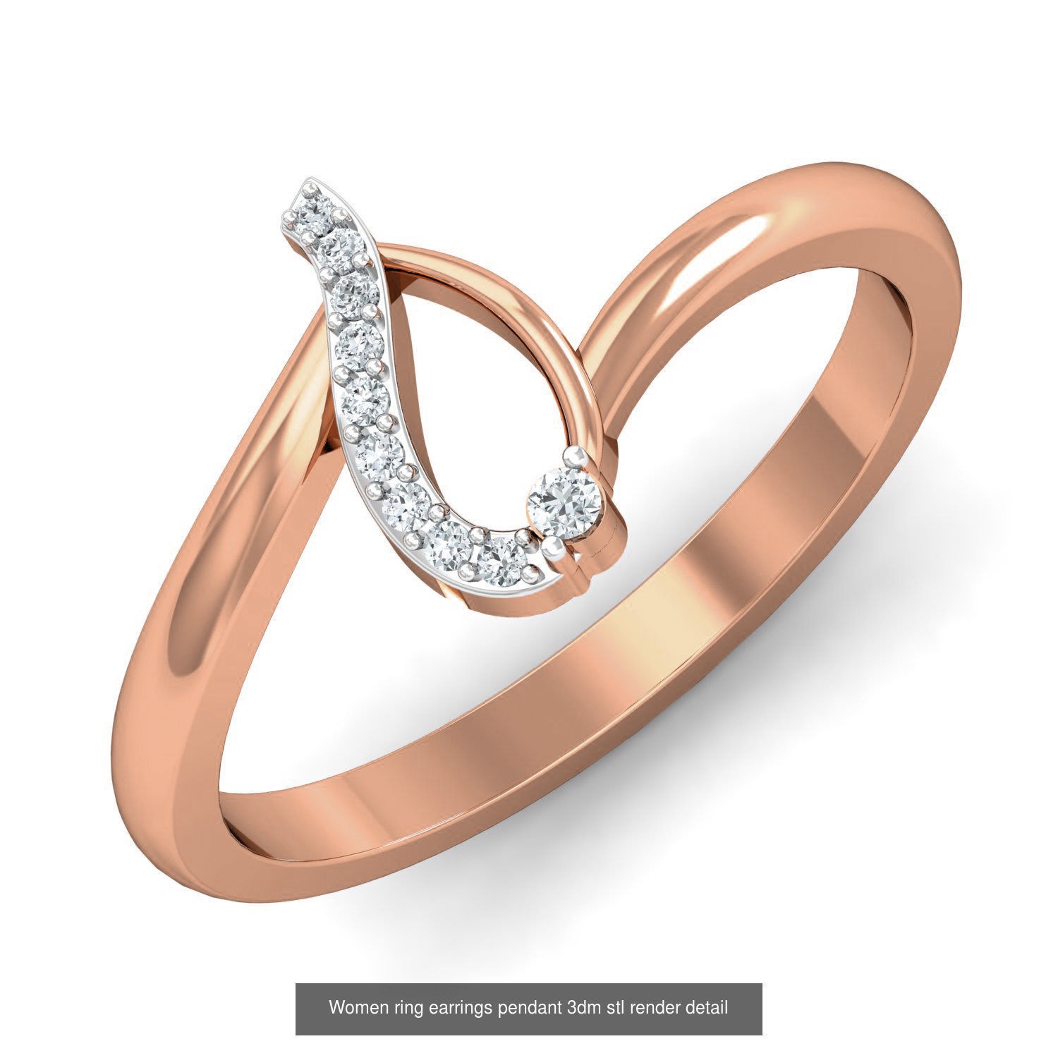 164 Women ring earrings pendant 3dm stl render detail  3D Model Collection_71