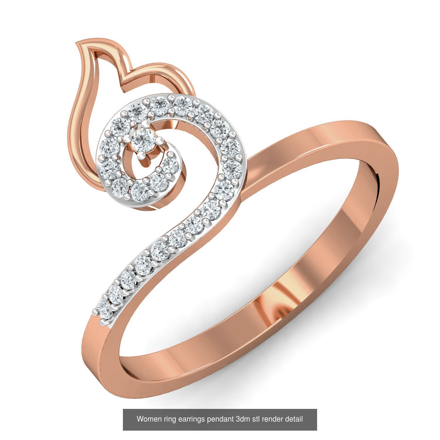 164 Women ring earrings pendant 3dm stl render detail  3D Model Collection_96