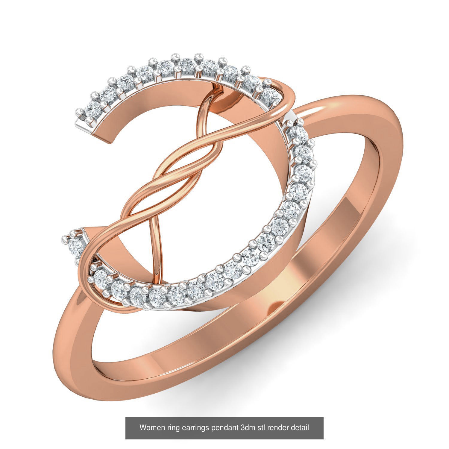 164 Women ring earrings pendant 3dm stl render detail  3D Model Collection_123