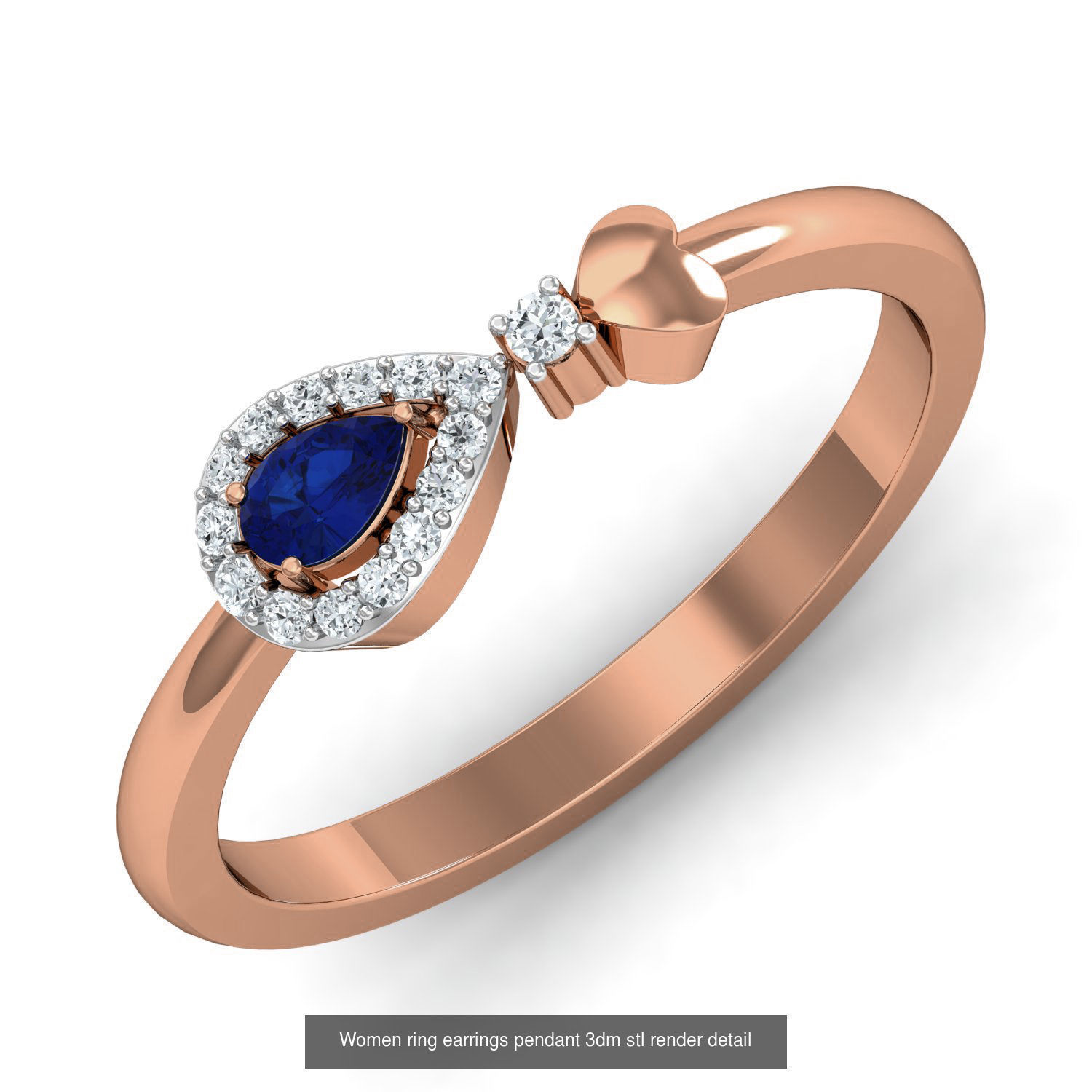 164 Women ring earrings pendant 3dm stl render detail  3D Model Collection_36