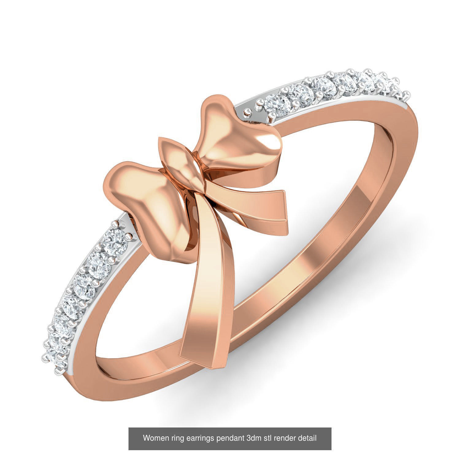 164 Women ring earrings pendant 3dm stl render detail  3D Model Collection_121