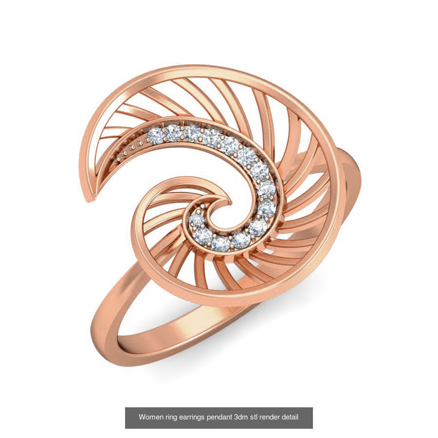 164 Women ring earrings pendant 3dm stl render detail  3D Model Collection_149
