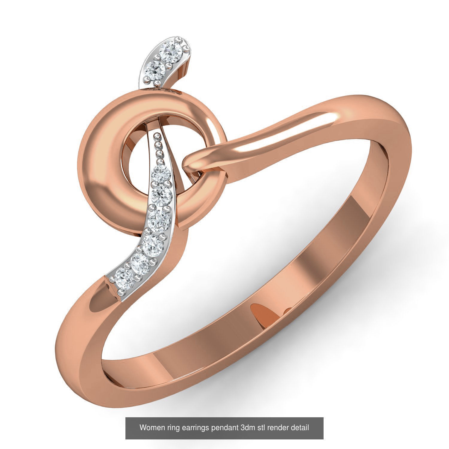 164 Women ring earrings pendant 3dm stl render detail  3D Model Collection_66