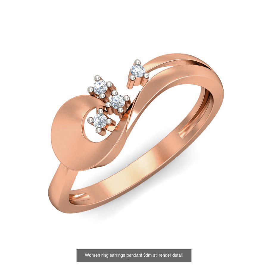 164 Women ring earrings pendant 3dm stl render detail  3D Model Collection_154