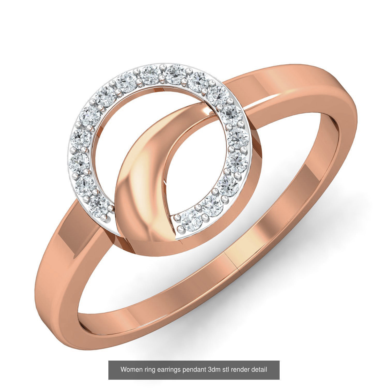 164 Women ring earrings pendant 3dm stl render detail  3D Model Collection_117