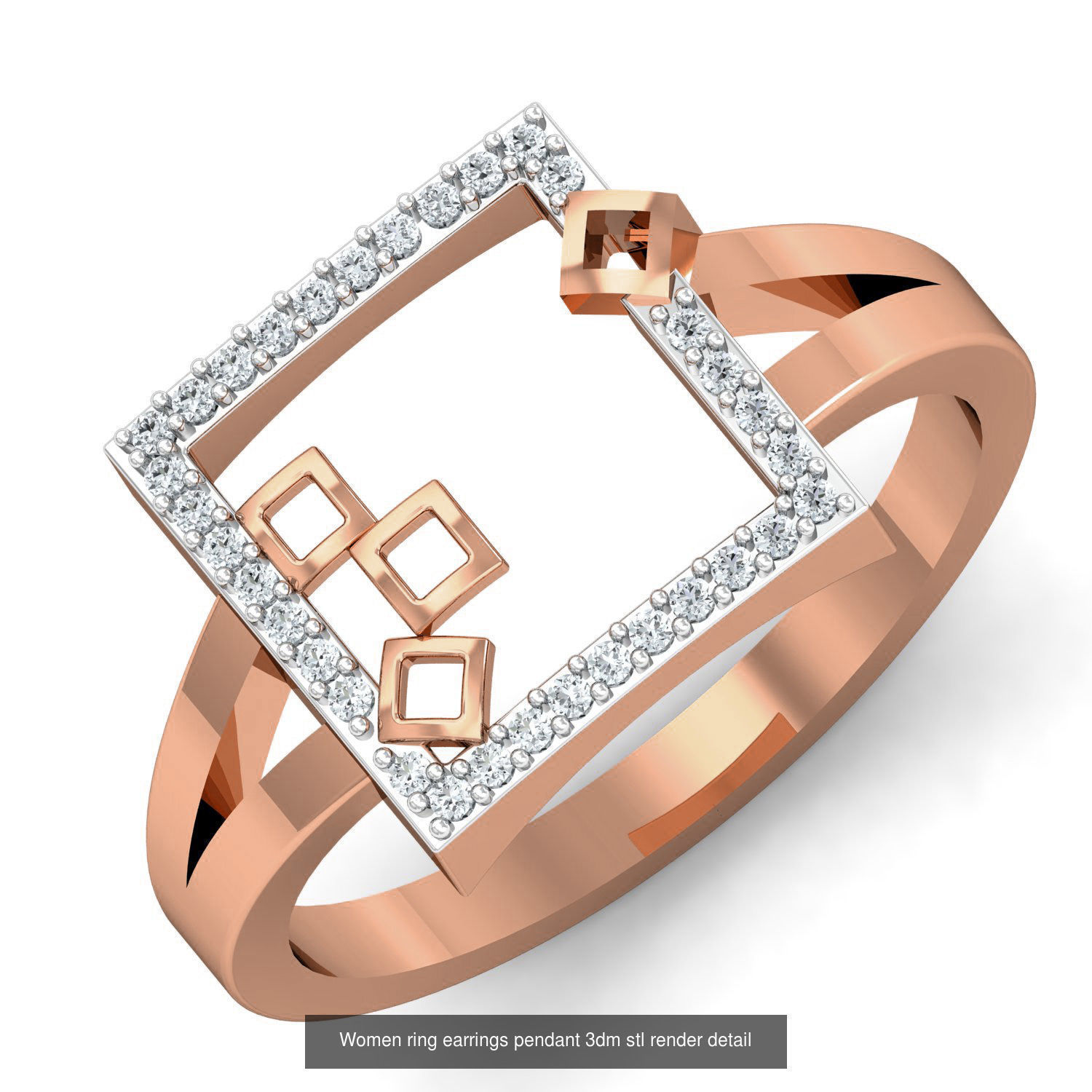 164 Women ring earrings pendant 3dm stl render detail  3D Model Collection_120