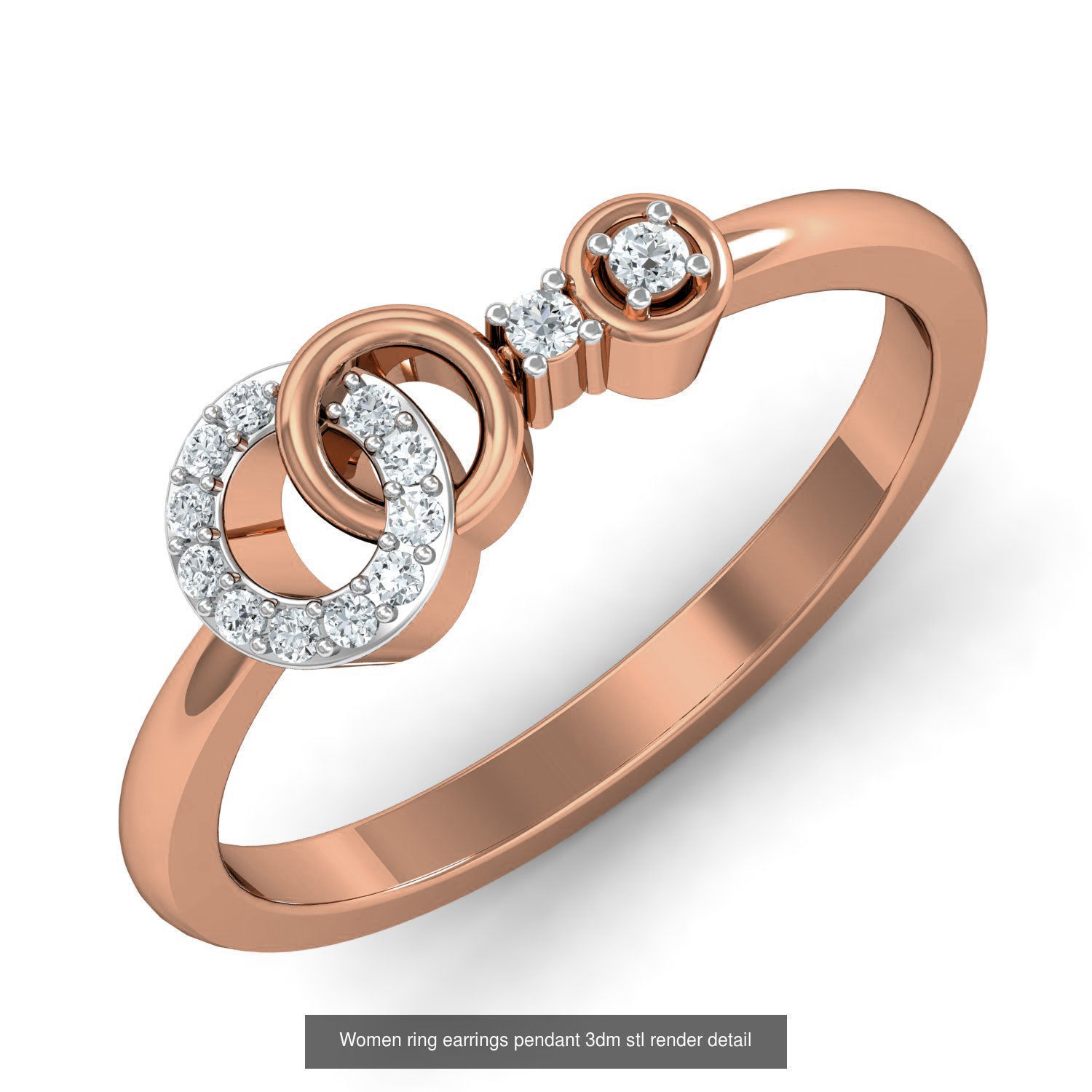 164 Women ring earrings pendant 3dm stl render detail  3D Model Collection_24