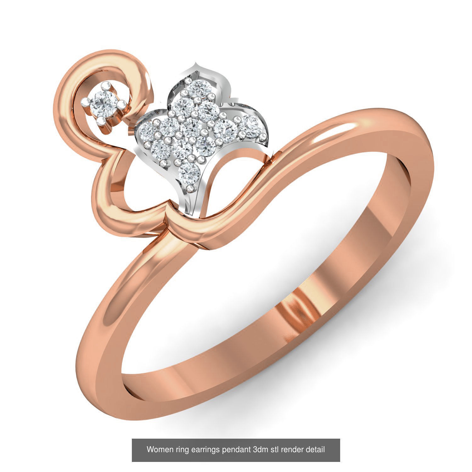 164 Women ring earrings pendant 3dm stl render detail  3D Model Collection_97