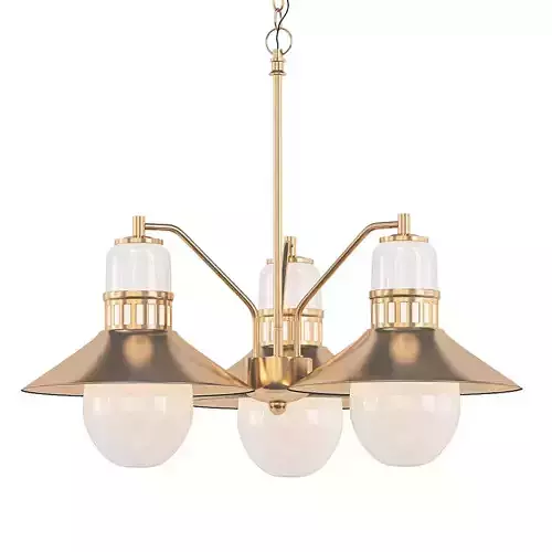 JONATHAN Y three light chandelier in brass with glass shades
