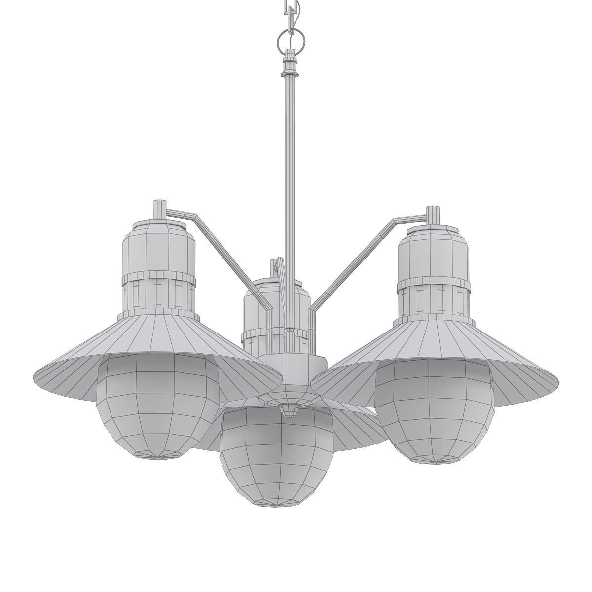 JONATHAN Y three light chandelier in brass with glass shades 3D model_4