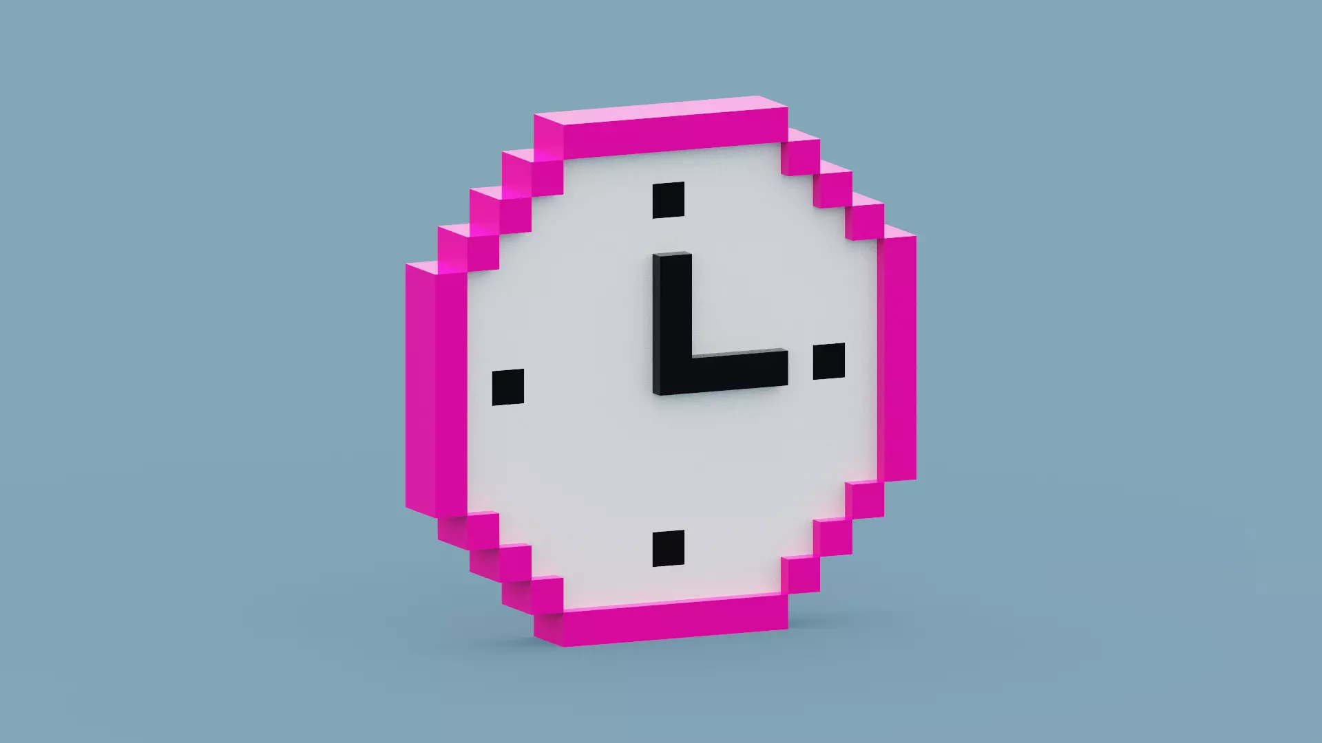 Voxel Pink Clock Low-poly 3D model_0