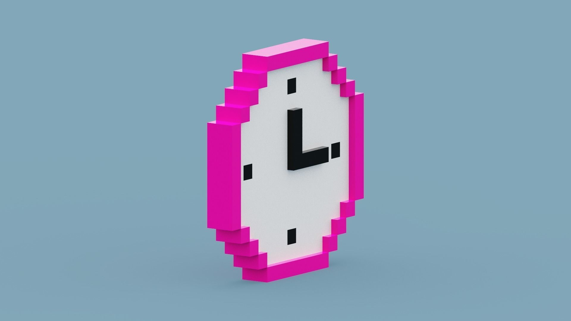 Voxel Pink Clock Low-poly 3D model_2