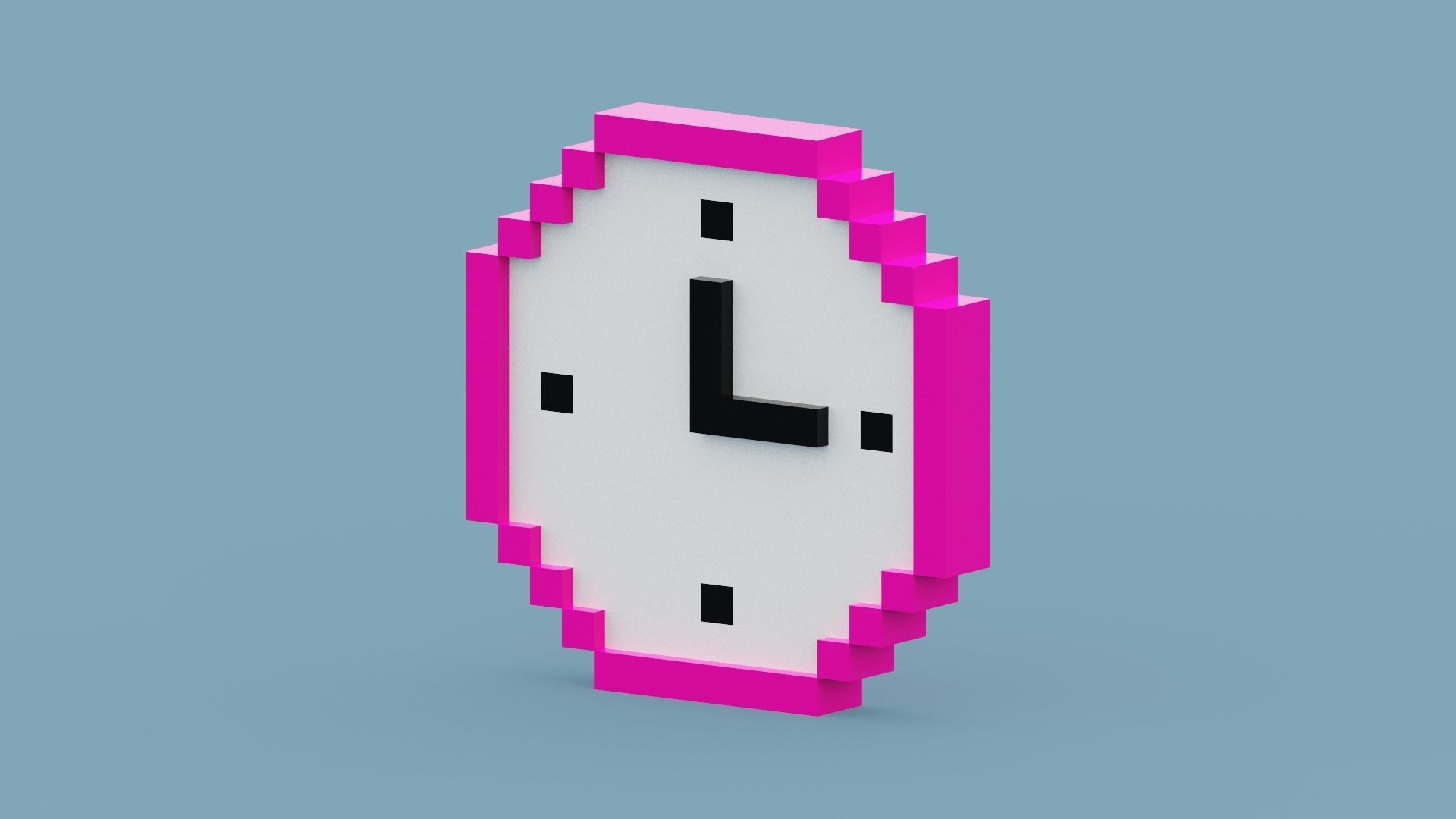 Voxel Pink Clock Low-poly 3D model_6