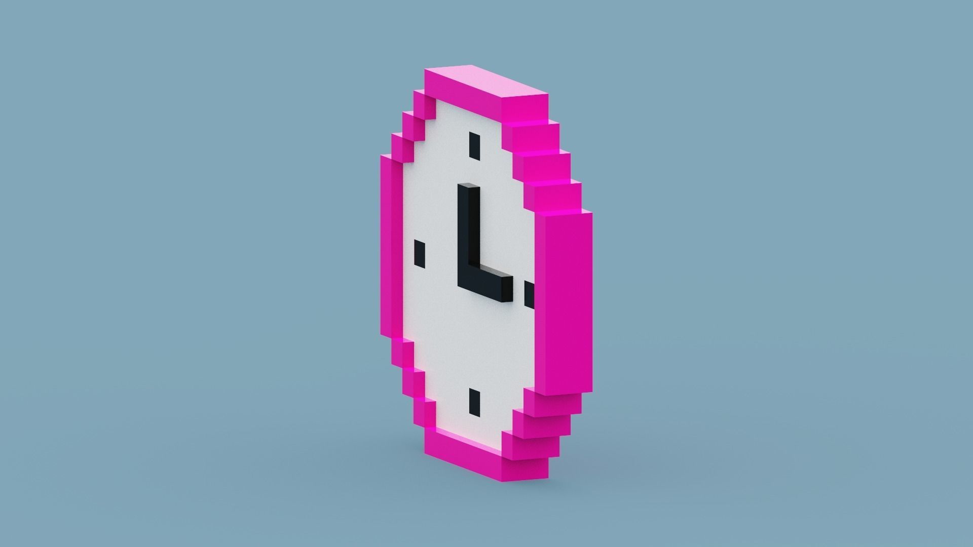 Voxel Pink Clock Low-poly 3D model_5