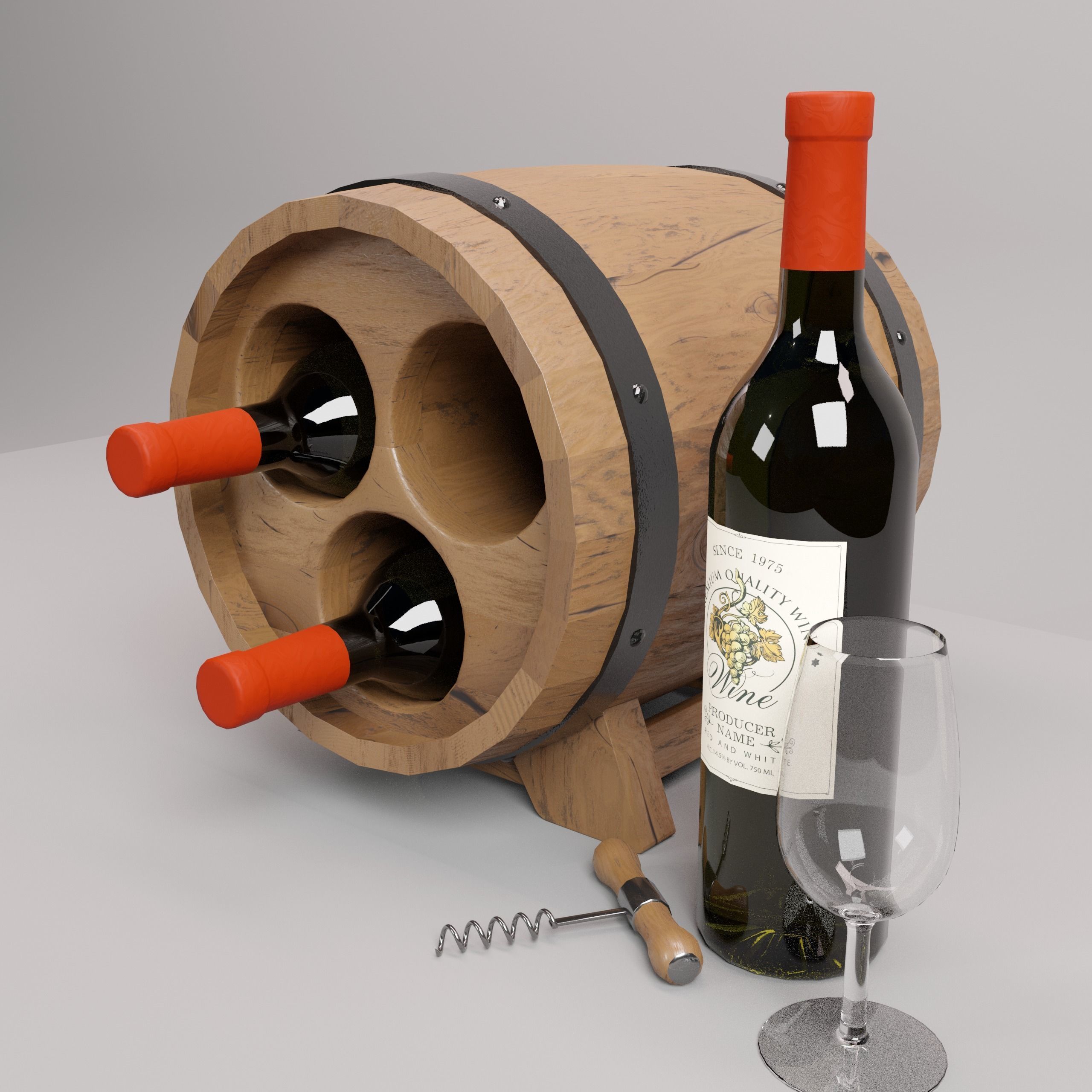 Wine Rack 3D  Wine Shelf  B-1 3D model_2