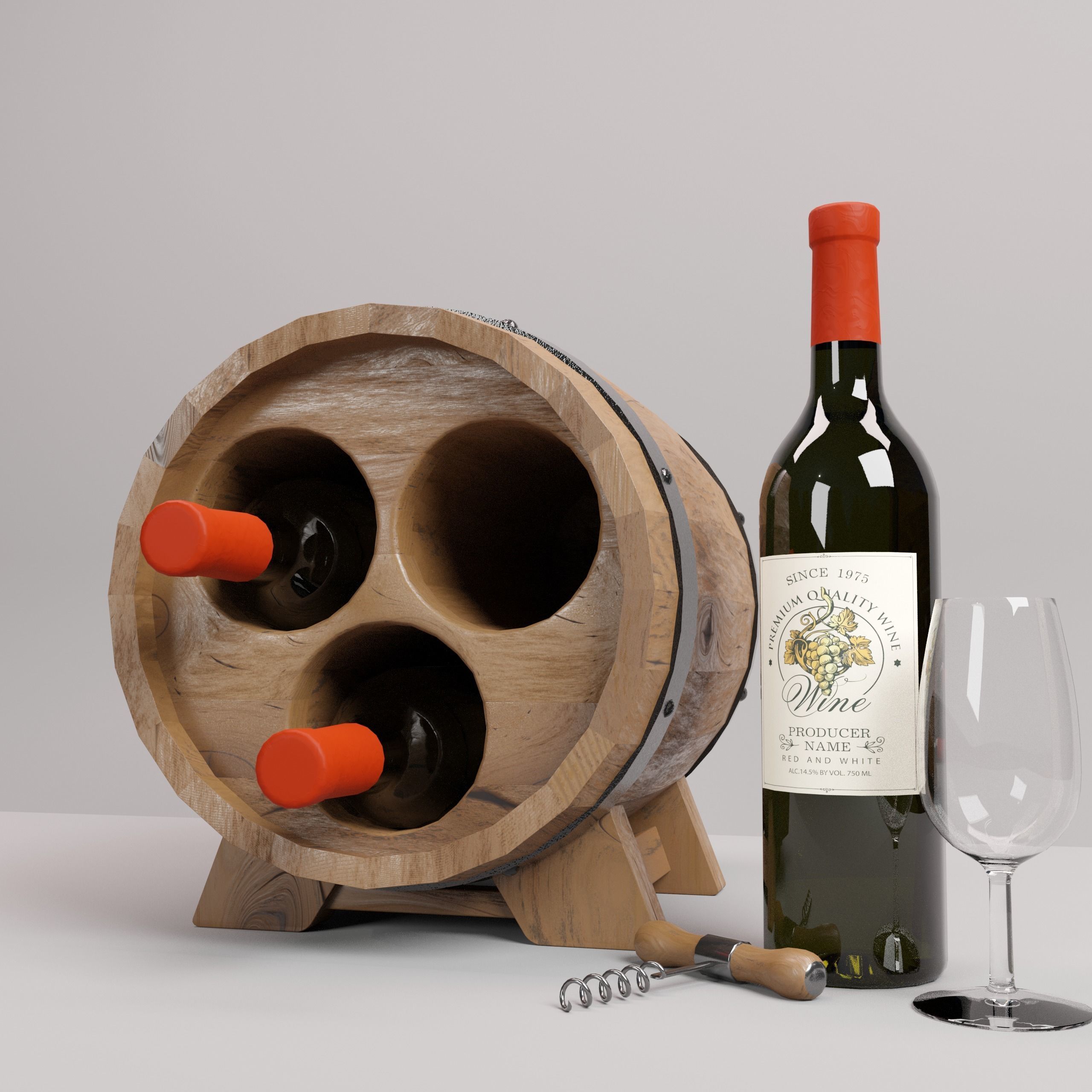 Wine Rack 3D  Wine Shelf  B-1 3D model_3