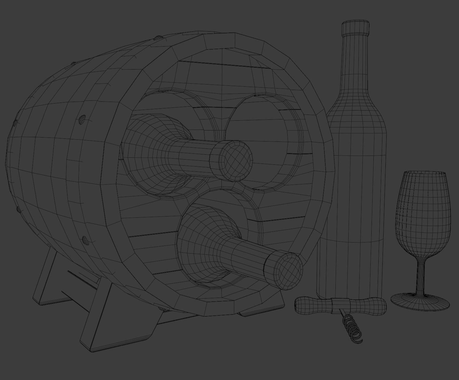 Wine Rack 3D  Wine Shelf  B-1 3D model_8