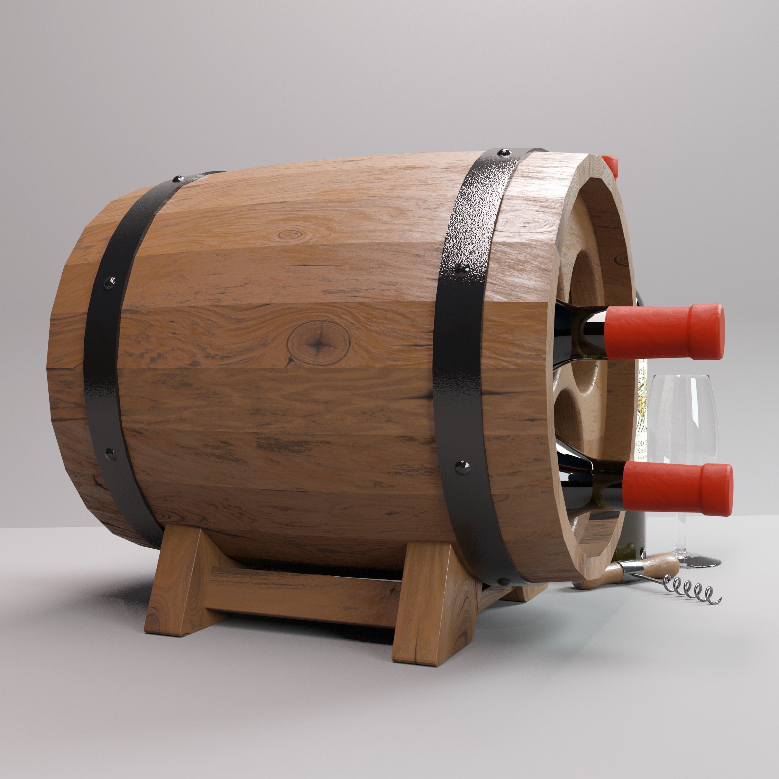 Wine Rack 3D  Wine Shelf  B-1 3D model_6