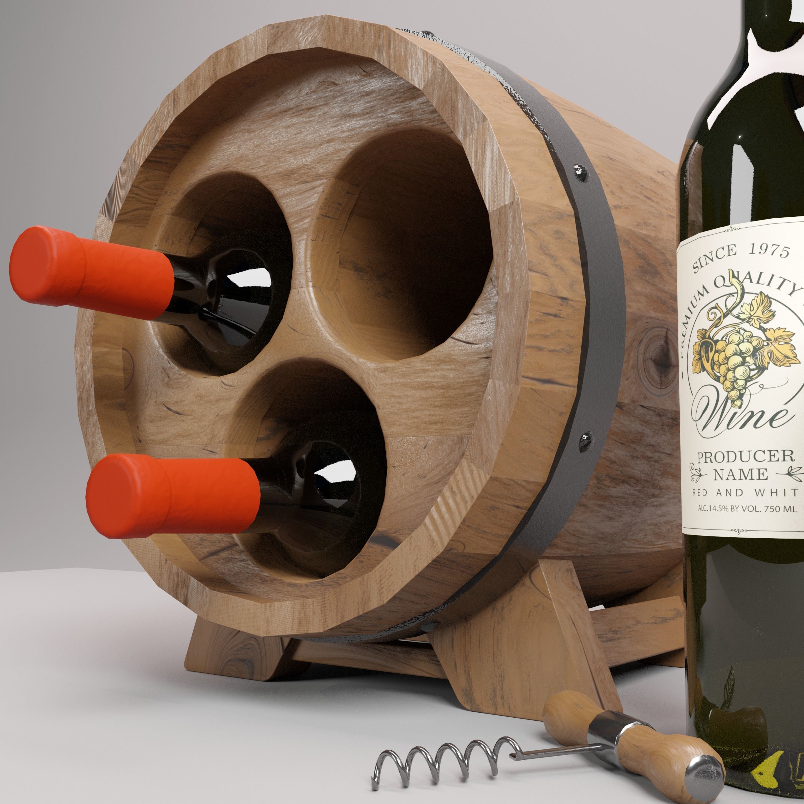 Wine Rack 3D  Wine Shelf  B-1 3D model_4
