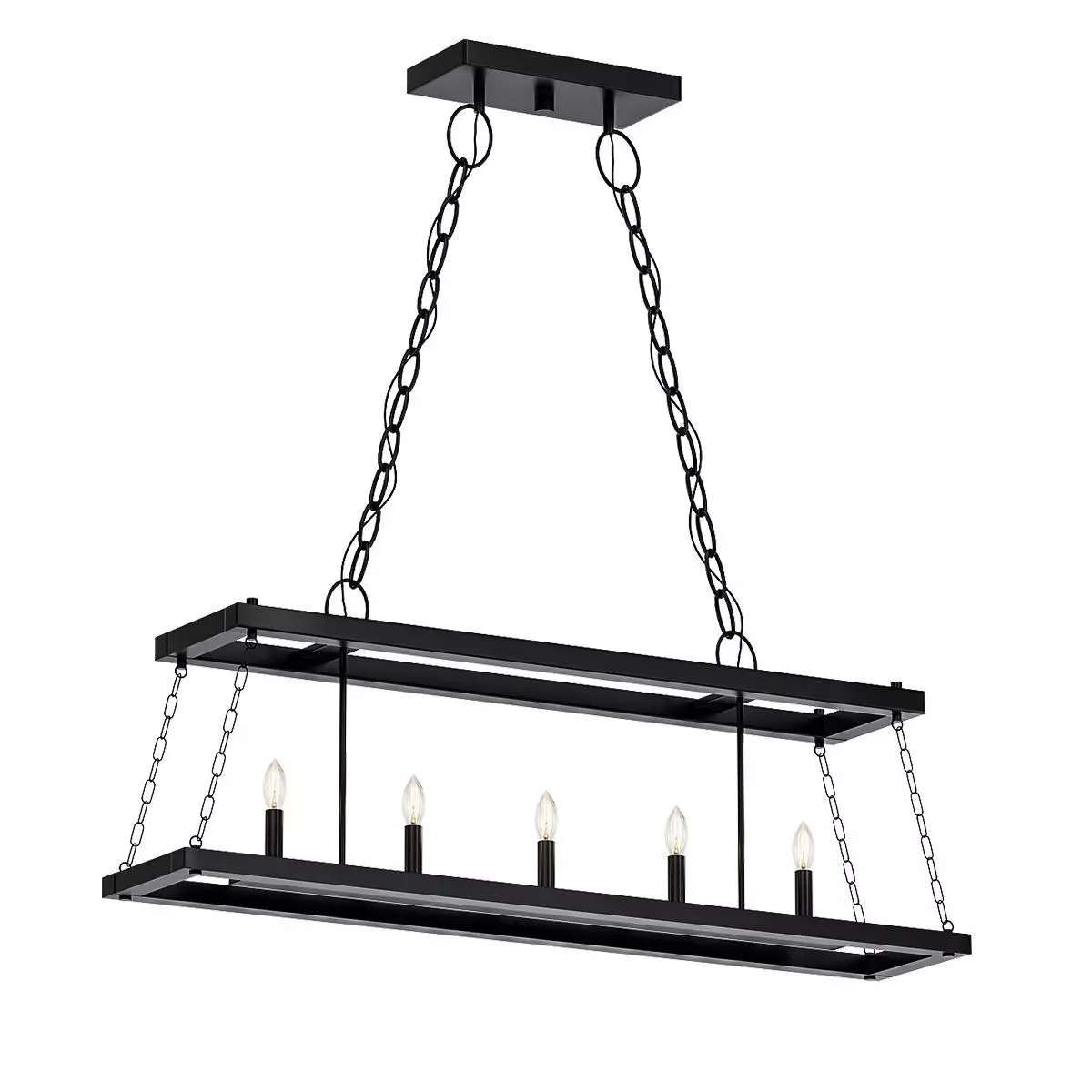 Dwelling 5 light rectangular pendant in polished nickel 3D model_0