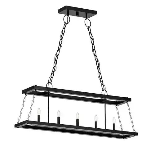 Dwelling 5 light rectangular pendant in polished nickel 3D model