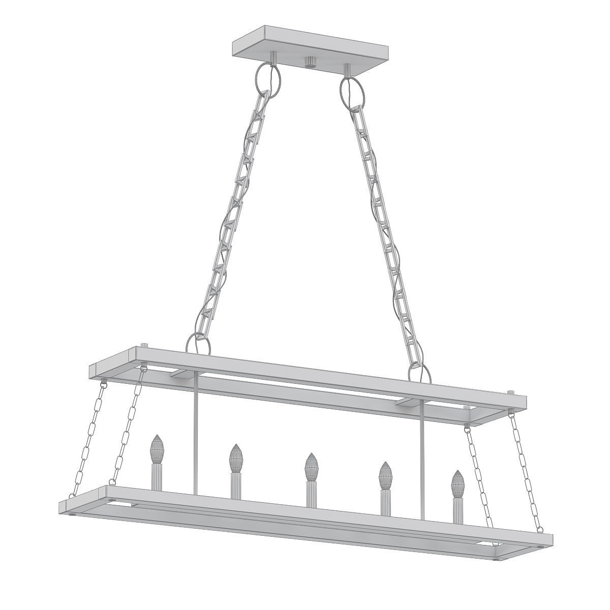 Dwelling 5 light rectangular pendant in polished nickel 3D model_4