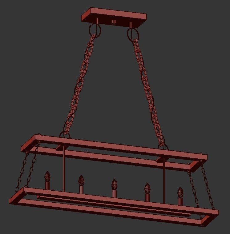 Dwelling 5 light rectangular pendant in polished nickel 3D model_1