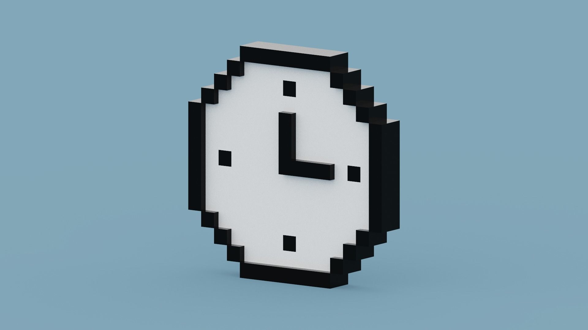 Voxel Black Clock Low-poly 3D model_2