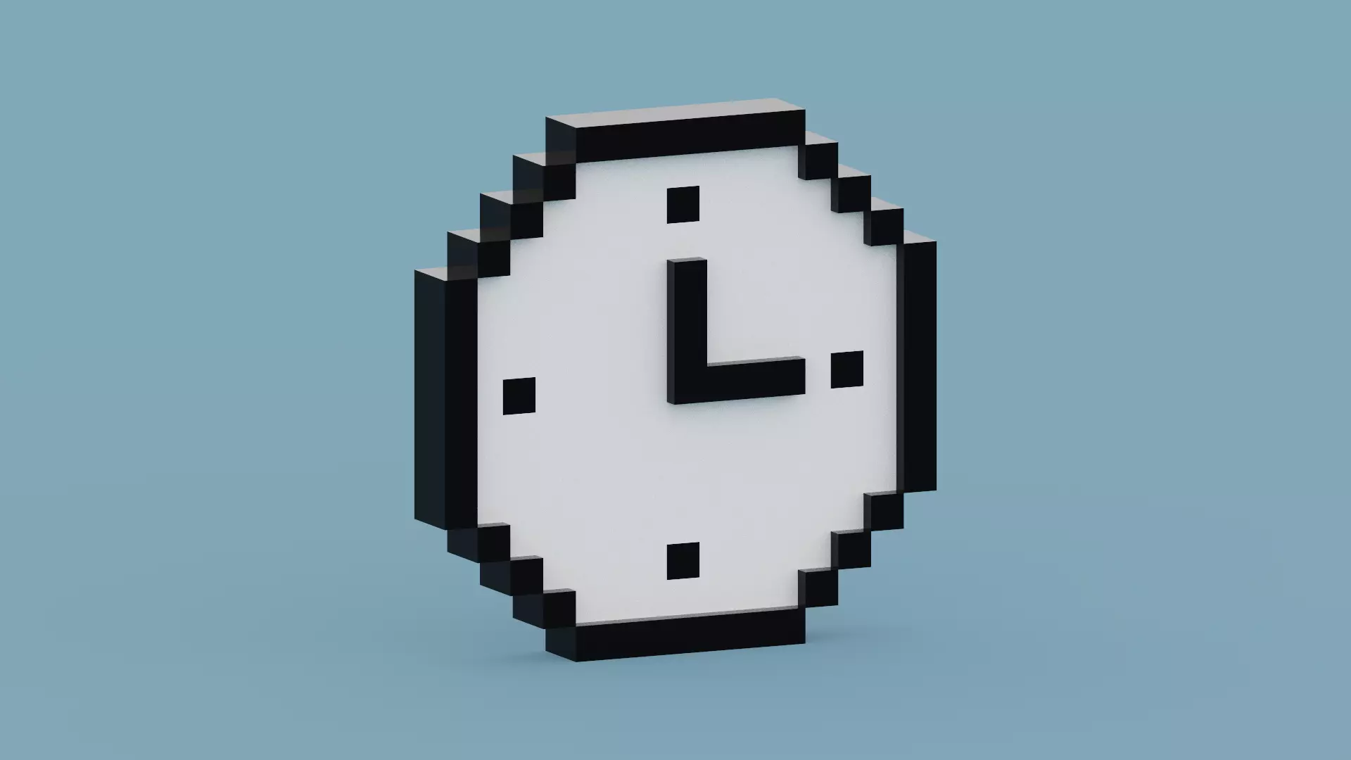 Voxel Black Clock Low-poly 3D model_0