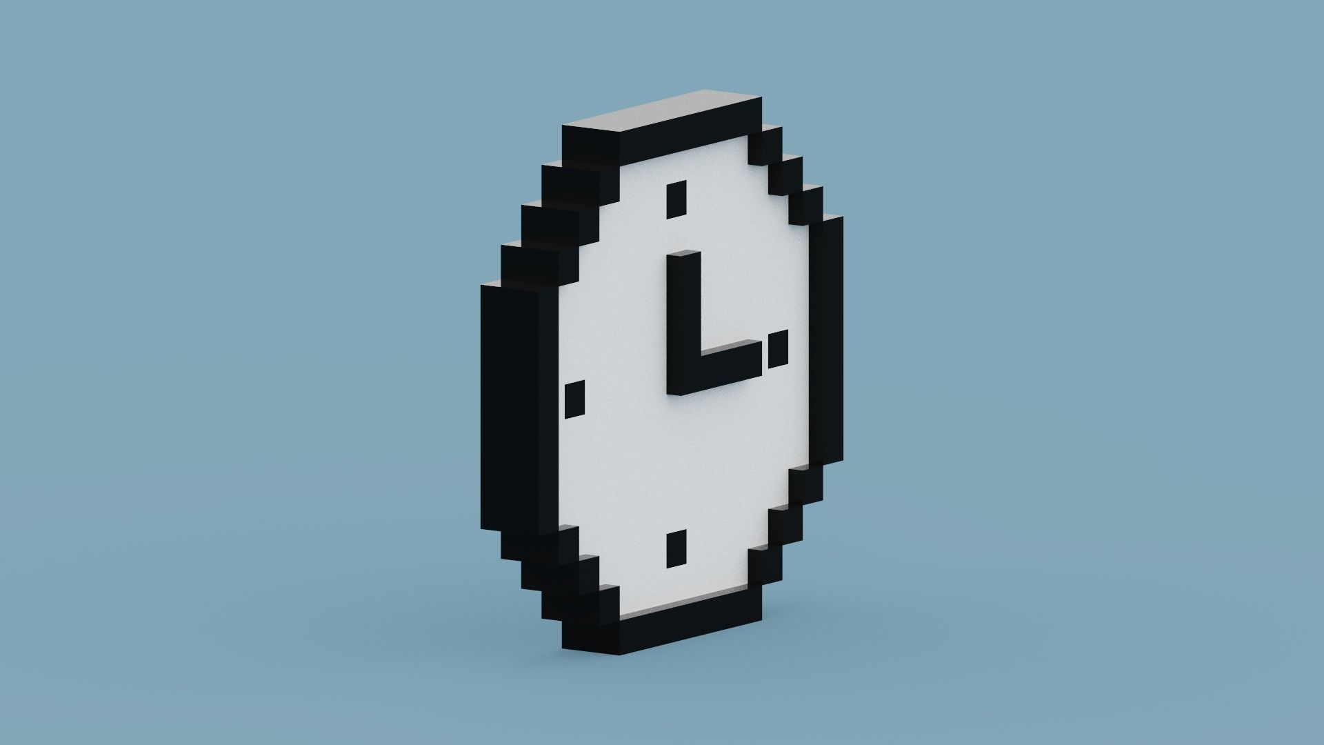 Voxel Black Clock Low-poly 3D model_11