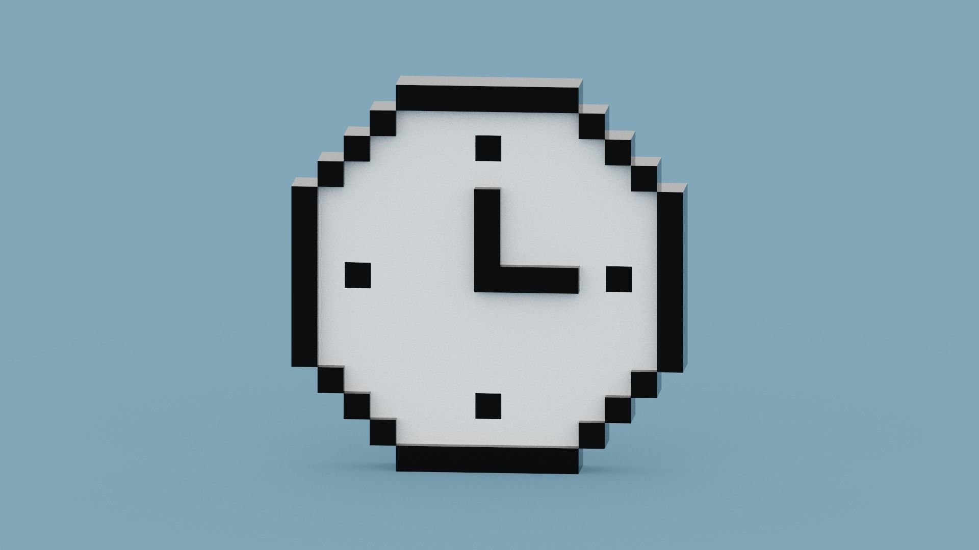 Voxel Black Clock Low-poly 3D model_1