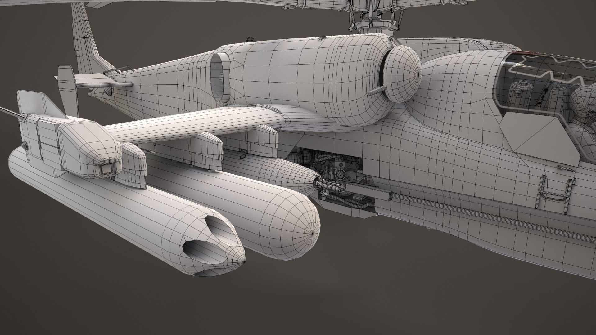 Kamov Ka-52 Alligator Dark Basic Animation Low-poly 3D model_24