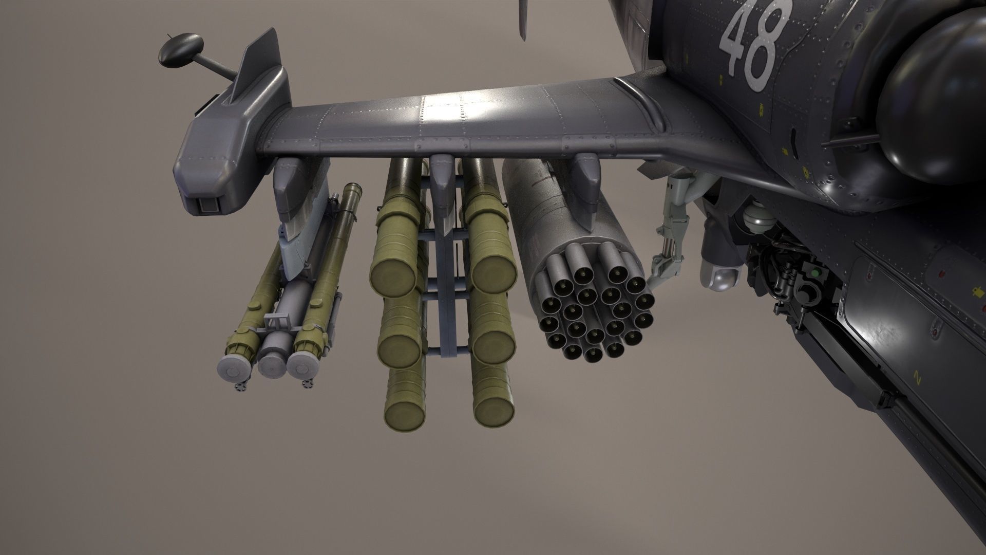 Kamov Ka-52 Alligator Dark Basic Animation Low-poly 3D model_19