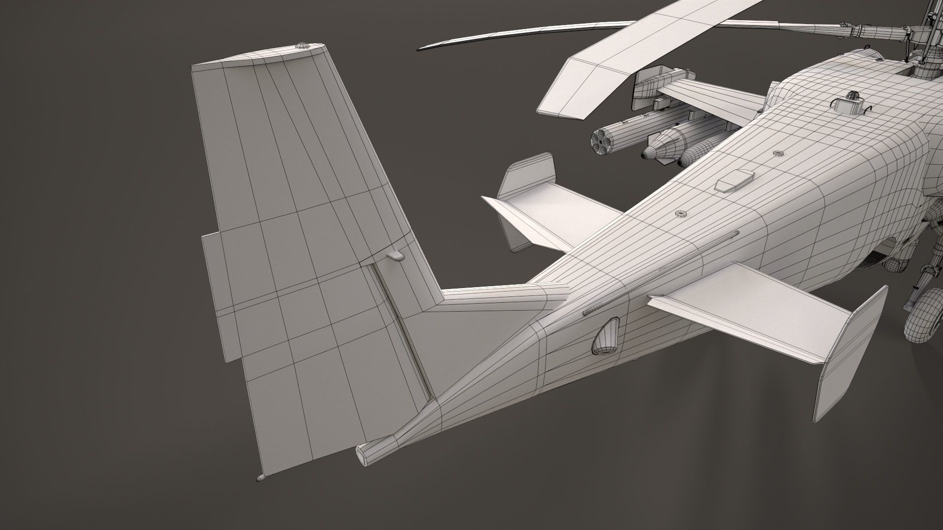 Kamov Ka-52 Alligator Dark Basic Animation Low-poly 3D model_23