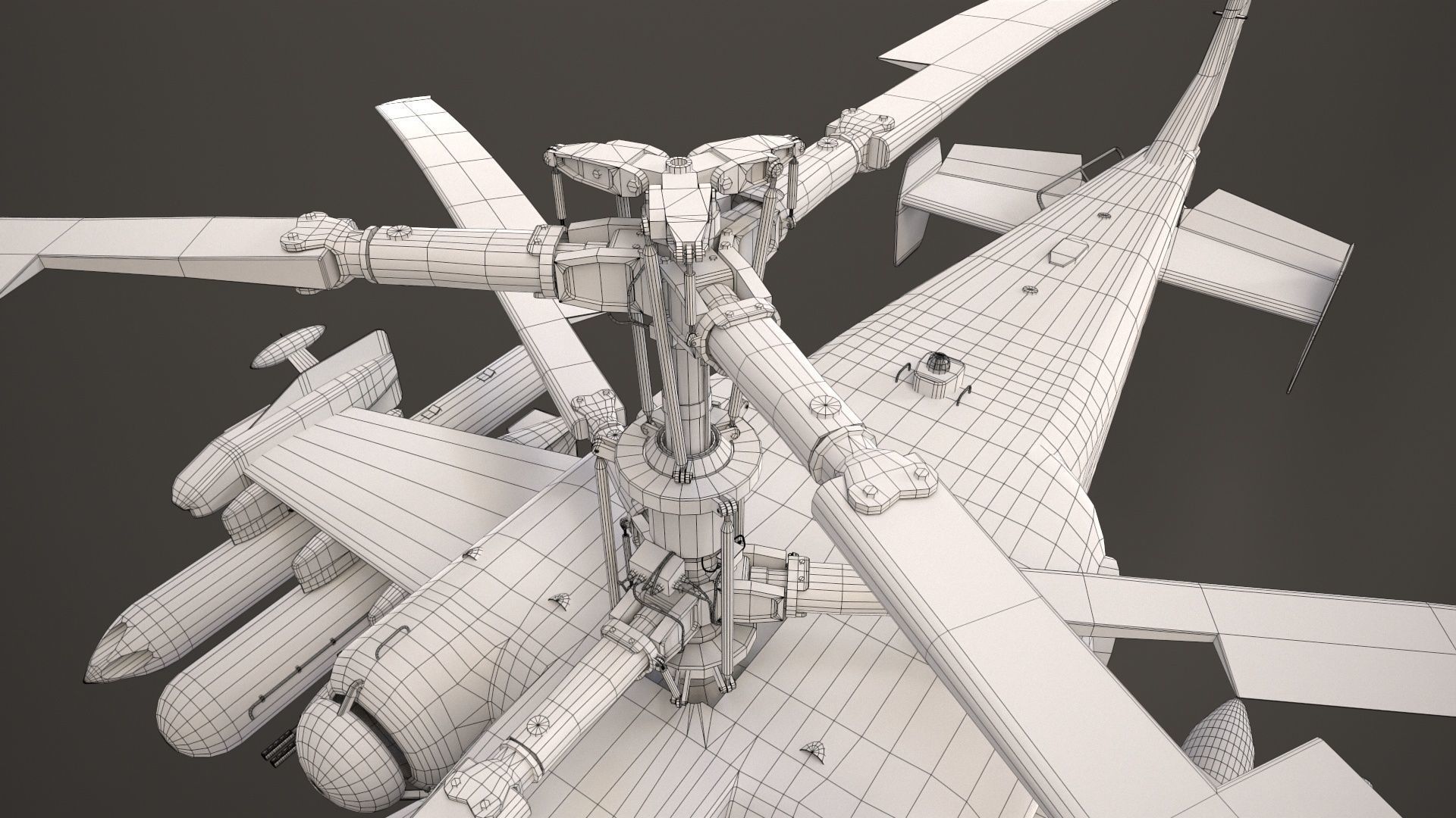 Kamov Ka-52 Alligator Dark Basic Animation Low-poly 3D model_26