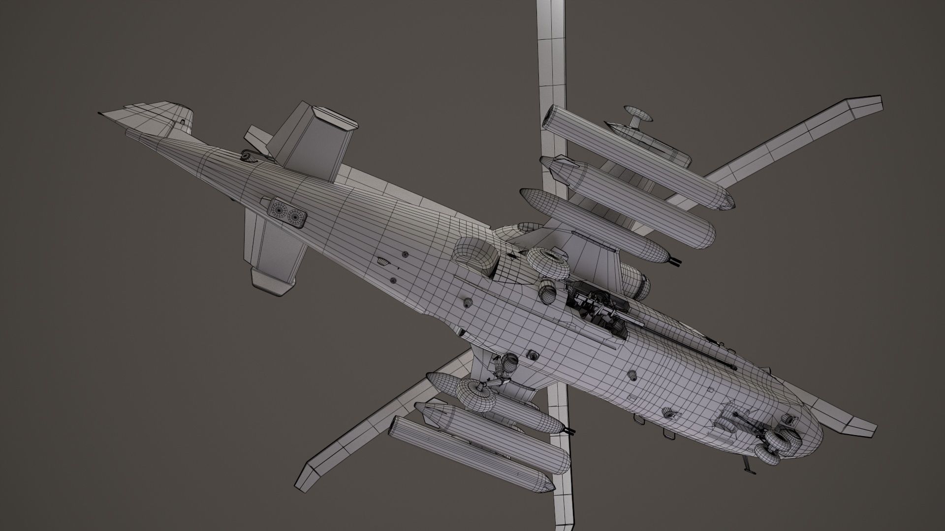 Kamov Ka-52 Alligator Dark Basic Animation Low-poly 3D model_25