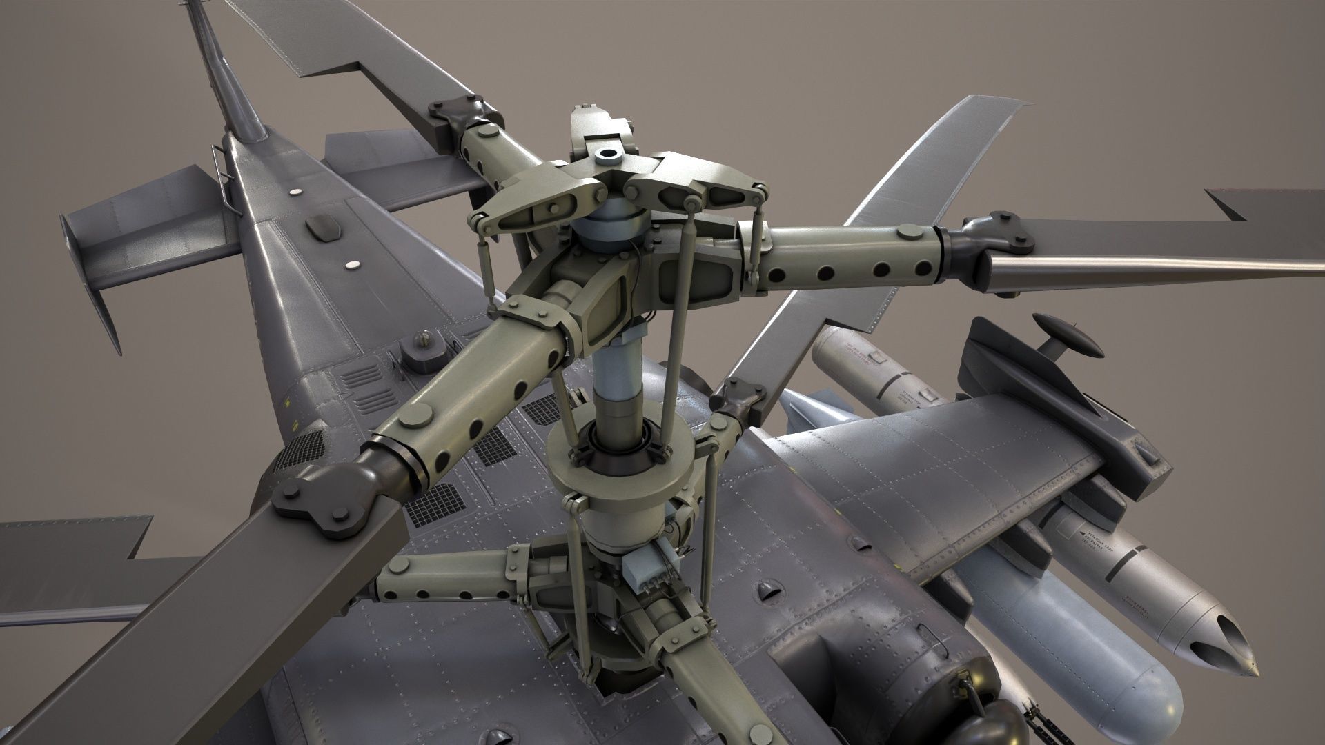 Kamov Ka-52 Alligator Dark Basic Animation Low-poly 3D model_6