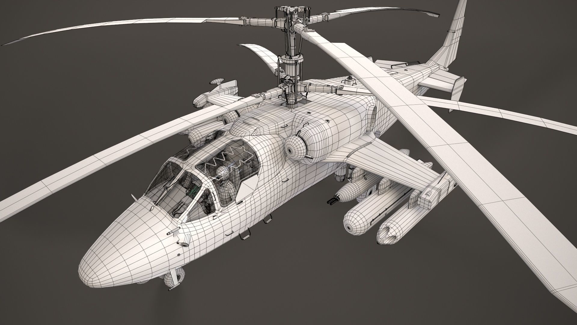 Kamov Ka-52 Alligator Dark Basic Animation Low-poly 3D model_22