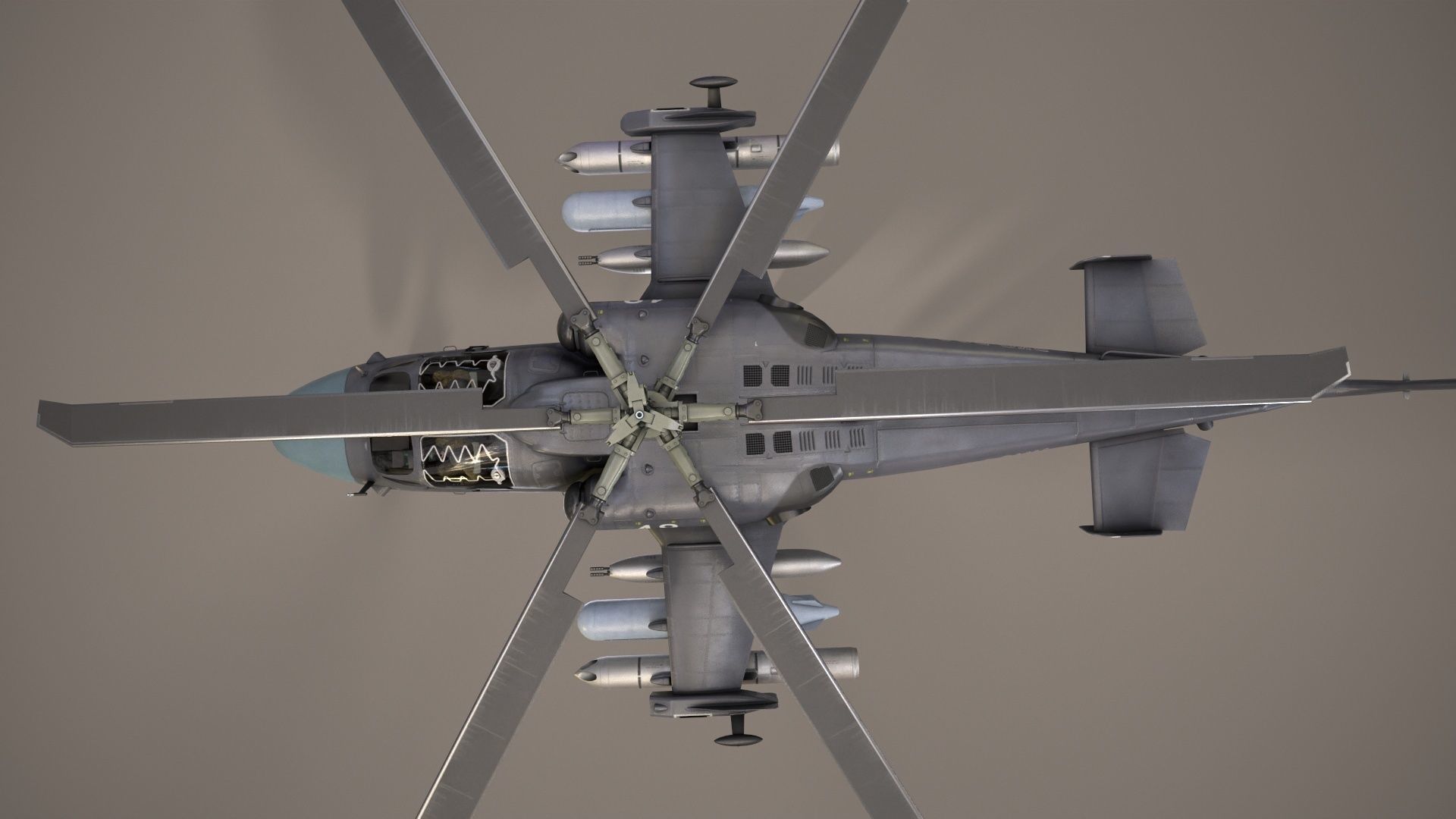 Kamov Ka-52 Alligator Dark Basic Animation Low-poly 3D model_14