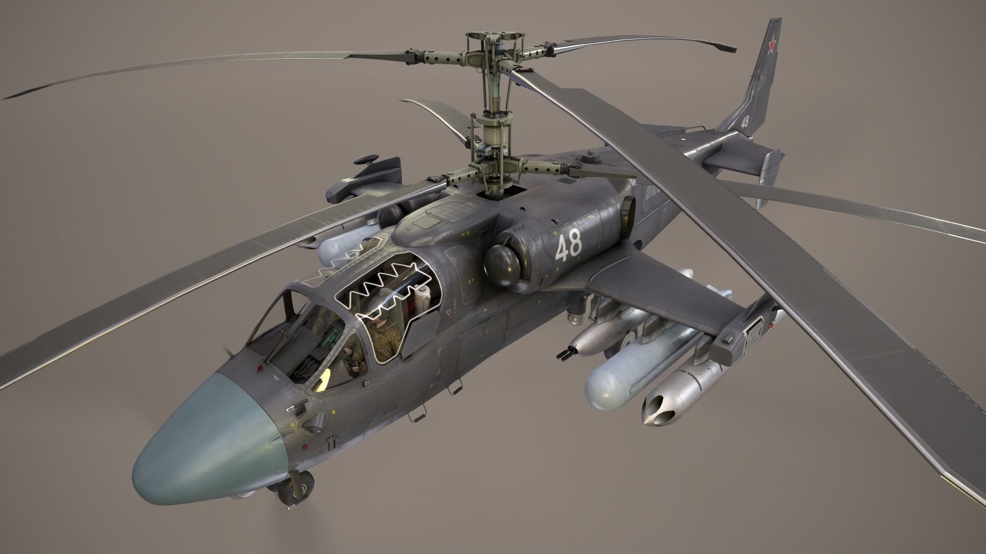 Kamov Ka-52 Alligator Dark Basic Animation Low-poly 3D model_1