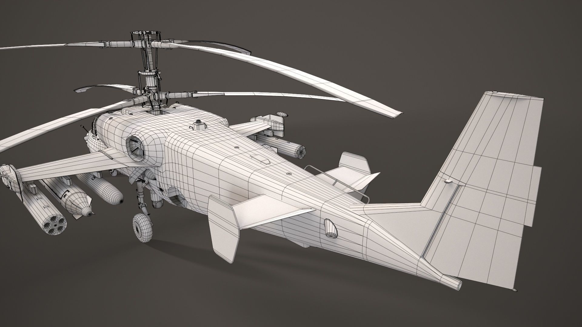 Kamov Ka-52 Alligator Dark Basic Animation Low-poly 3D model_20