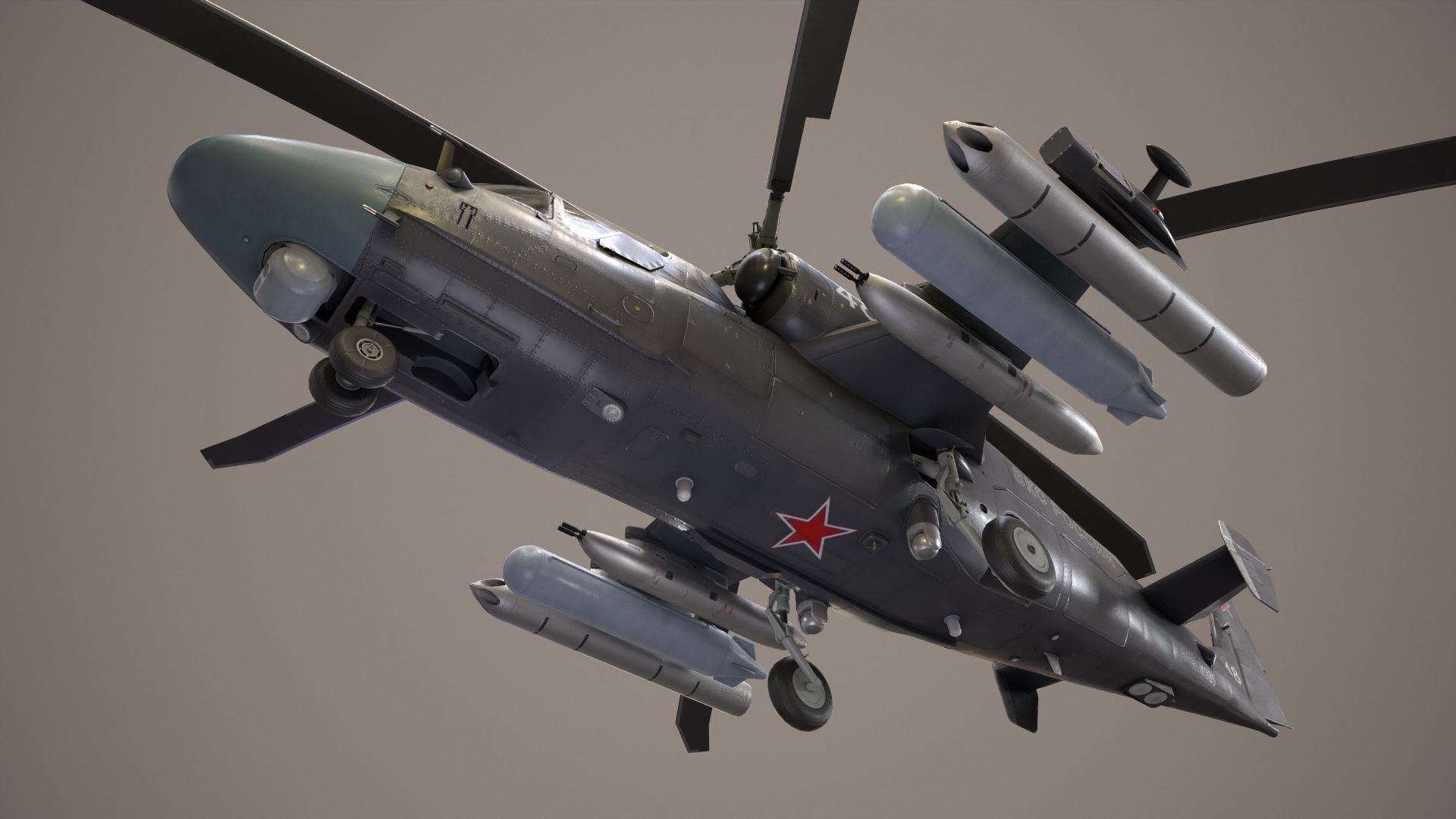 Kamov Ka-52 Alligator Dark Basic Animation Low-poly 3D model_3