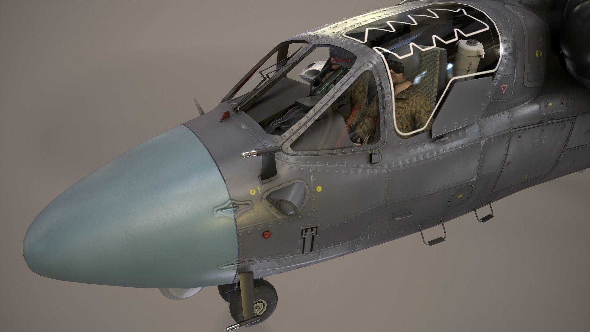 Kamov Ka-52 Alligator Dark Basic Animation Low-poly 3D model_9