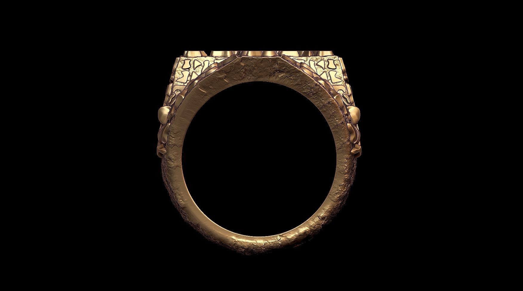 Plain Gold Nugget Cross Ring  3D print model_5