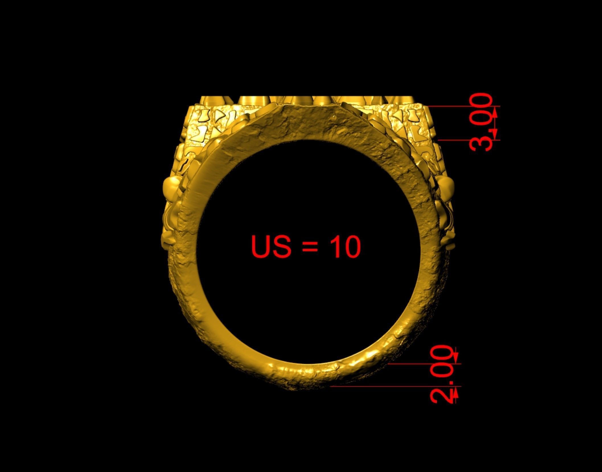 Plain Gold Nugget Cross Ring  3D print model_8