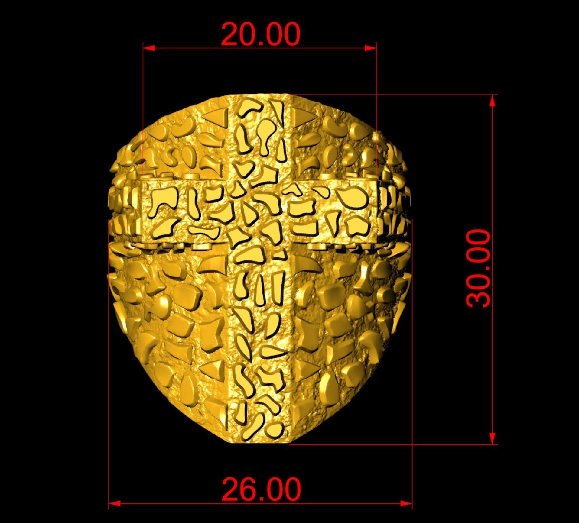 Plain Gold Nugget Cross Ring  3D print model_10