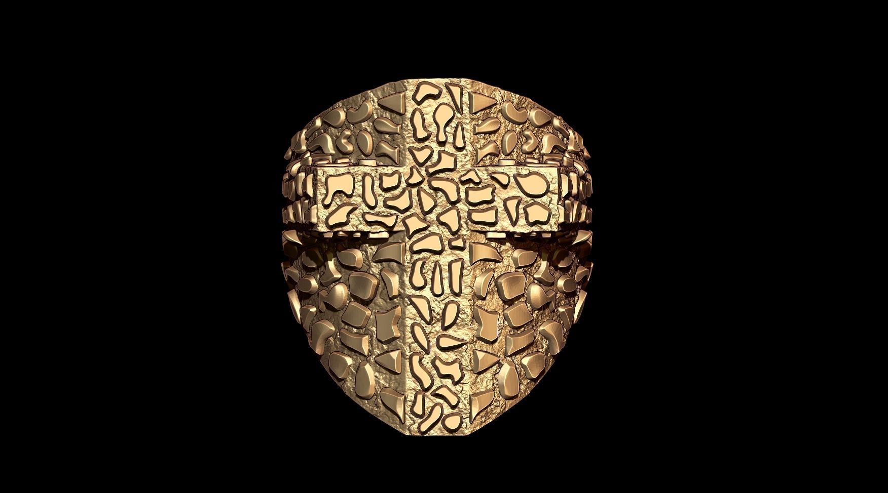 Plain Gold Nugget Cross Ring  3D print model_1