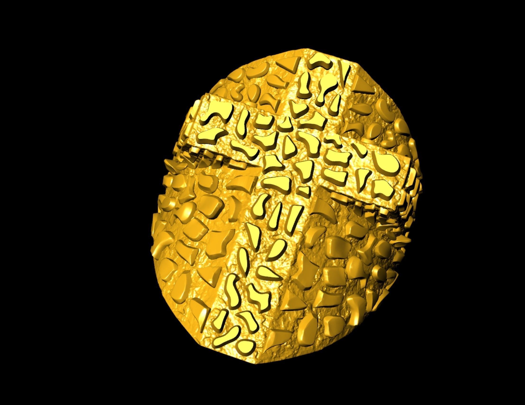 Plain Gold Nugget Cross Ring  3D print model_7