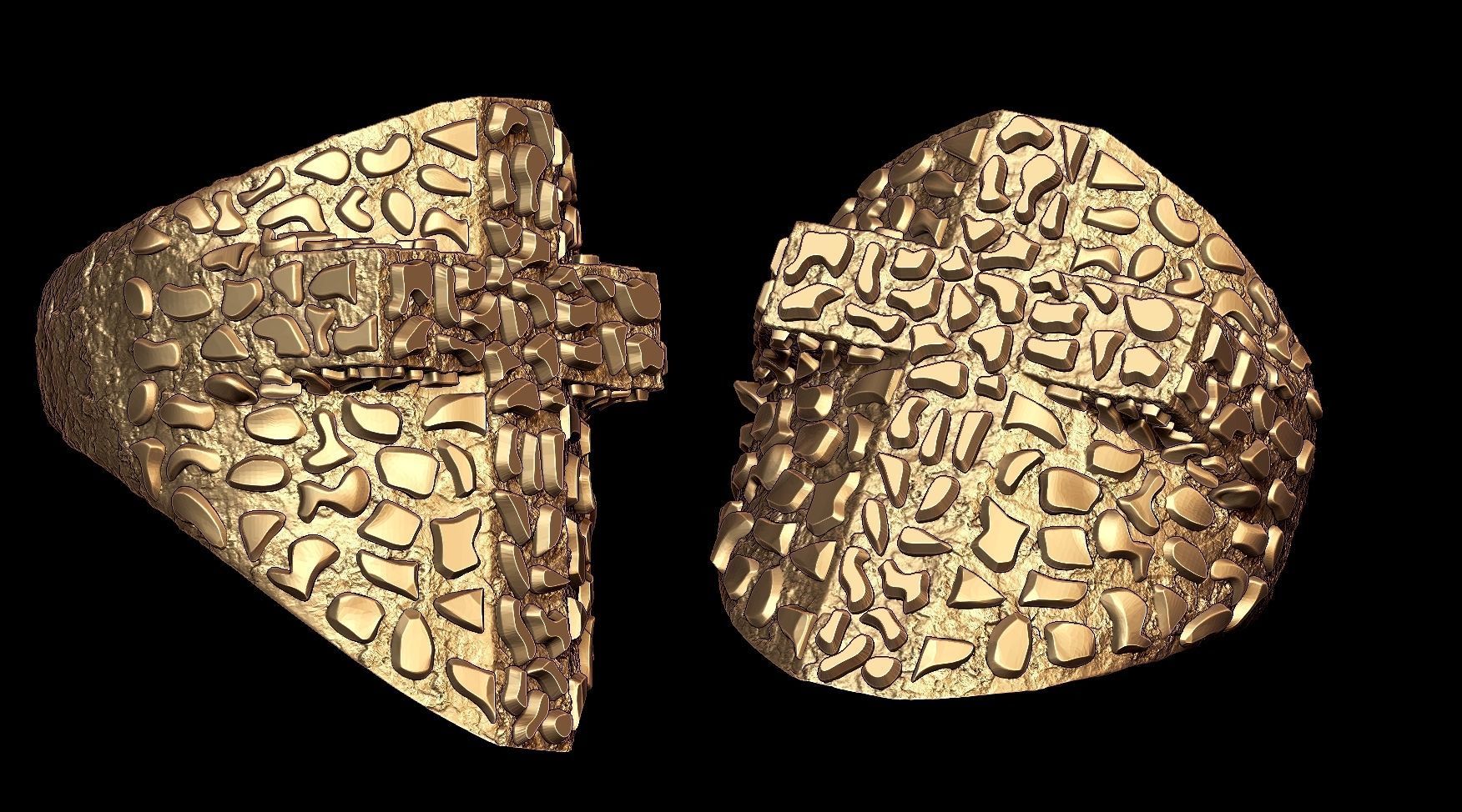 Plain Gold Nugget Cross Ring  3D print model_3