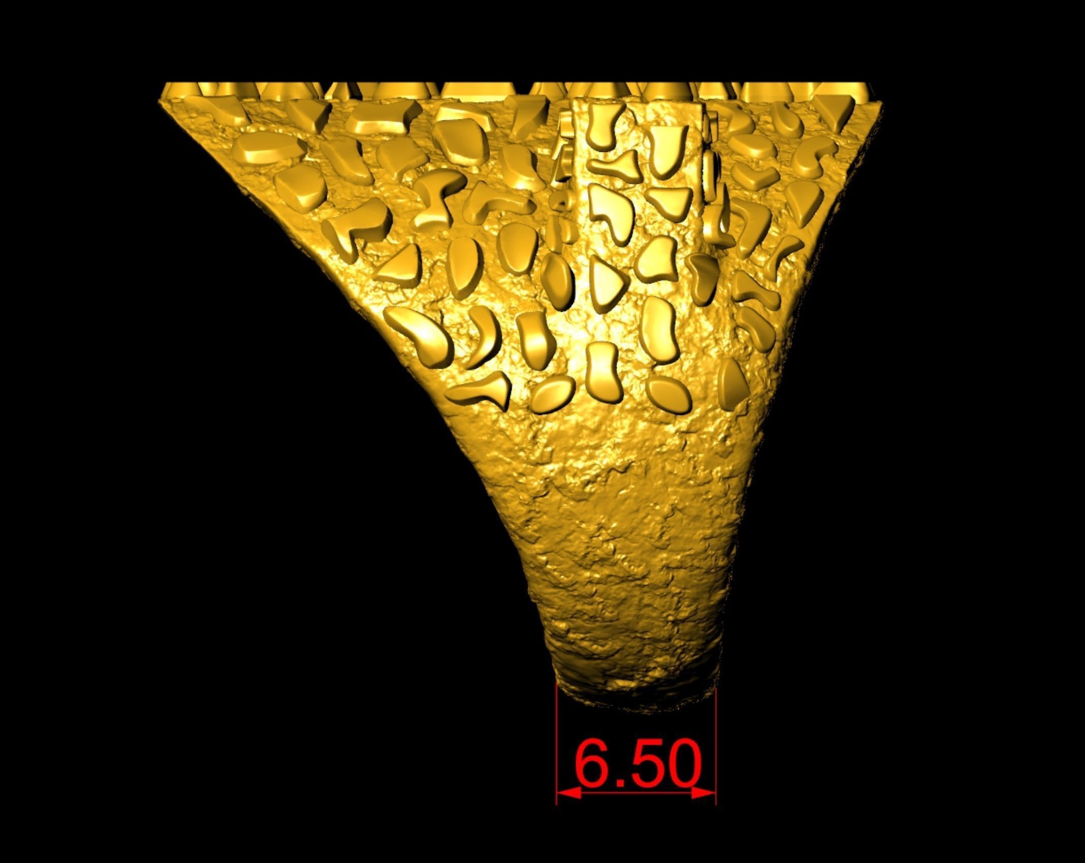 Plain Gold Nugget Cross Ring  3D print model_9